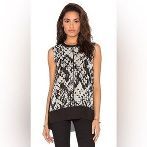 VINCE Women's 100% Silk Basketweave Sleeveless Top